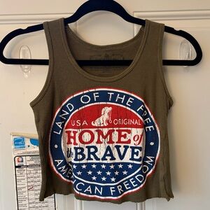 Vintage Girl USA Patriotic Cropped Ribbed Tank Top 🦅